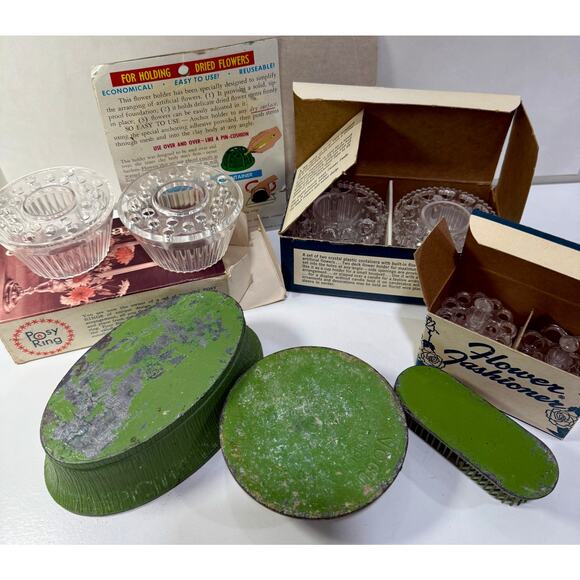 Vintage Flower Frog Candle Holder Lot Posy Flower Fashioner Vogue Dazey Kenzan - Picture 8 of 11